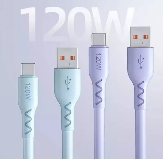 CABLE USB-C CARGA RÁPIDA 120W 6A DE SILICONA TPE 1,5M – ULTRARRESISTENTE Y FLEXIBLE