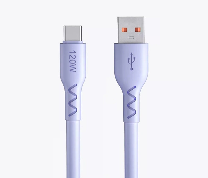 CABLE USB-C CARGA RÁPIDA 120W 6A DE SILICONA TPE 1,5M – ULTRARRESISTENTE Y FLEXIBLE