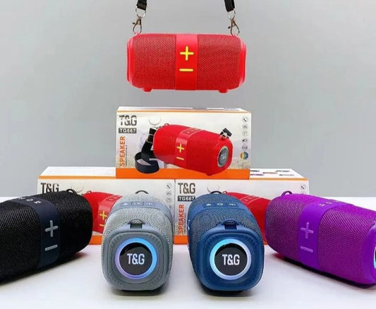 ALTAVOZ BLUETOOTH TG667 10W PORTÁTIL CON LED RGB, FM, AUX, TWS – SONIDO POTENTE Y DIVERTIDO