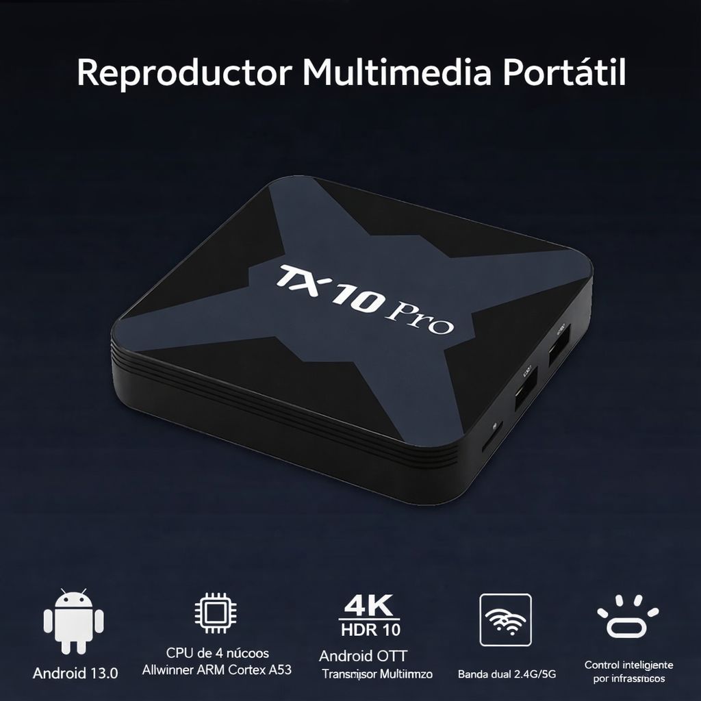 SMART TV BOX TX10 PRO – 8GB RAM + 128GB ALMACENAMIENTO, 4K WIFI BLUETOOTH