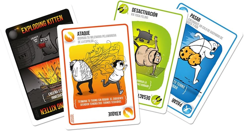 EXPLODING KITTENS JUEGO DE CARTAS ORIGINAL – PARTY GAME DIVERTIDO DE ESTRATEGIA CON GATOS EXPLOSIVOS PARA 2-5 JUGADORES