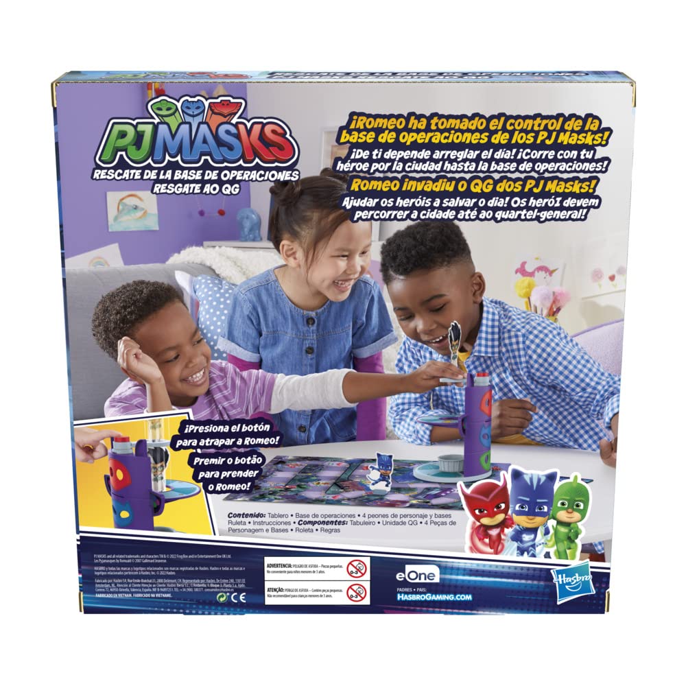 HASBRO GAMING PJ MASKS RESCATE DE LA BASE DE OPERACIONES – JUEGO DE MESA INFANTIL CON TORRE 3D