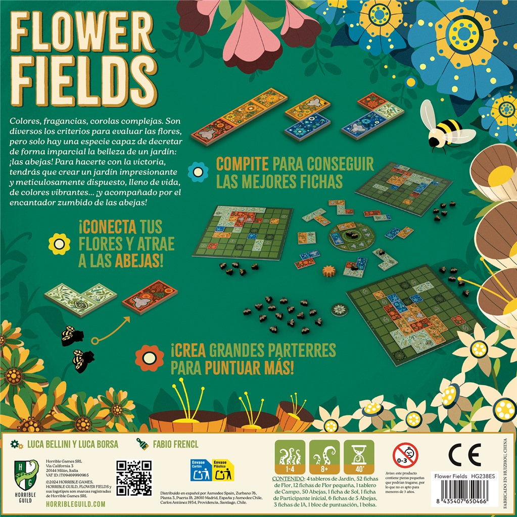 FLOWER FIELDS JUEGO DE MESA DE ESTRATEGIA FAMILIAR CON FLORES Y ABEJAS