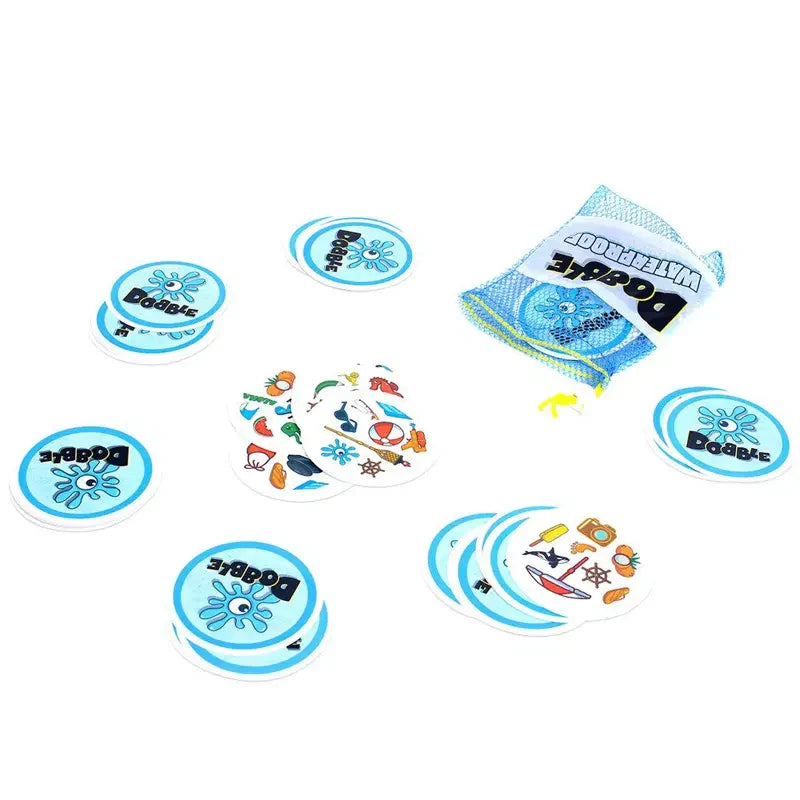 DOBBLE WATERPROOF JUEGO DE CARTAS IMPERMEABLE RÁPIDO Y PORTÁTIL – JUEGO DE REFLEJOS PARA PLAYA Y PISCINA