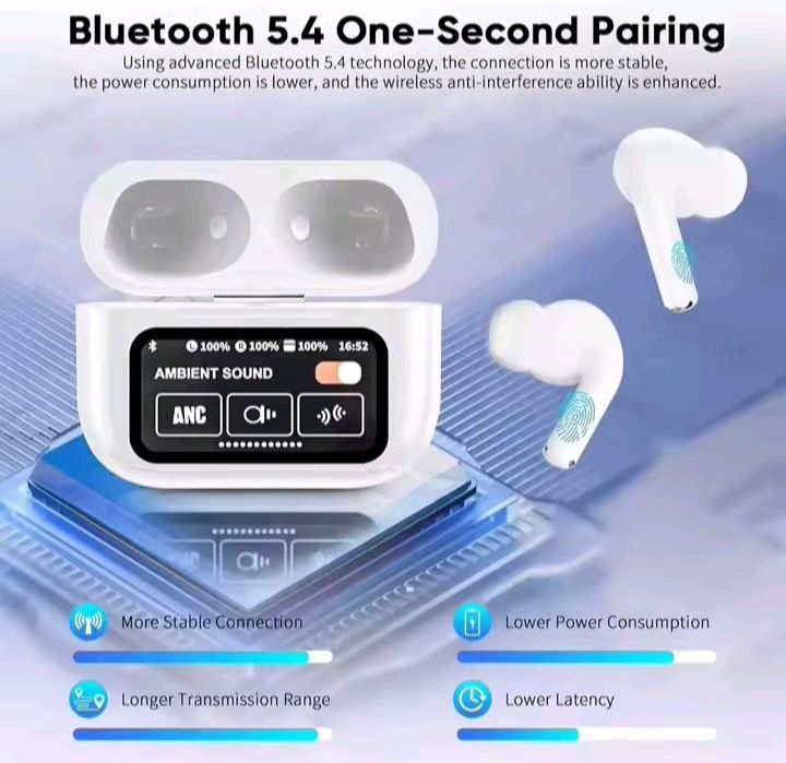 AURICULARES A9 PRO BLUETOOTH 5.4 CON PANTALLA TÁCTIL INTELIGENTE / ANC Y HASTA 36 HORAS DE BATERÍA