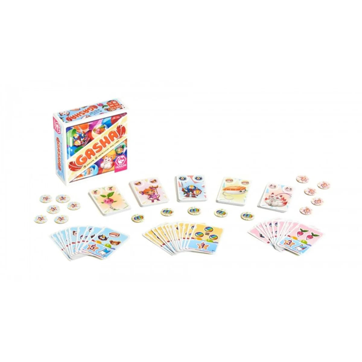 GASHA JUEGO DE MESA CARTAS FAMILIAR TRÁNJIS GAMES – COLECCIÓN, AZAR Y ESTRATEGIA RÁPIDA 2-6 JUGADORES