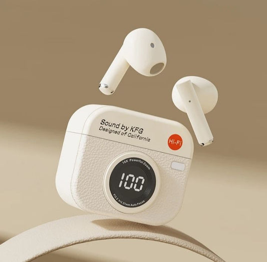 AURICULARES INALÁMBRICOS Q86 – ESTÉTICA CÁMARA RETRO, BLUETOOTH 5.3 Y LATENCIA ULTRA BAJA