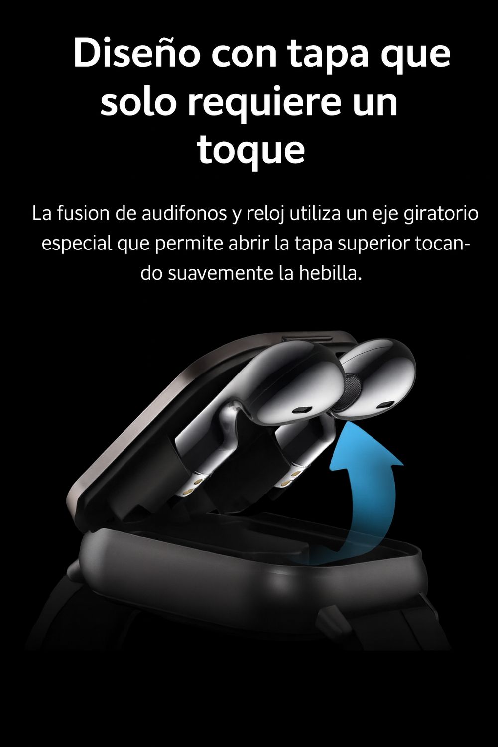 RELOJ SMART INTELIGENTE D8E 2-EN-1 CON AURICULARES BLUETOOTH – PANTALLA 2.01″ AMOLED, LLAMADAS BT 5.3, IP67 Y CONTROL FIT