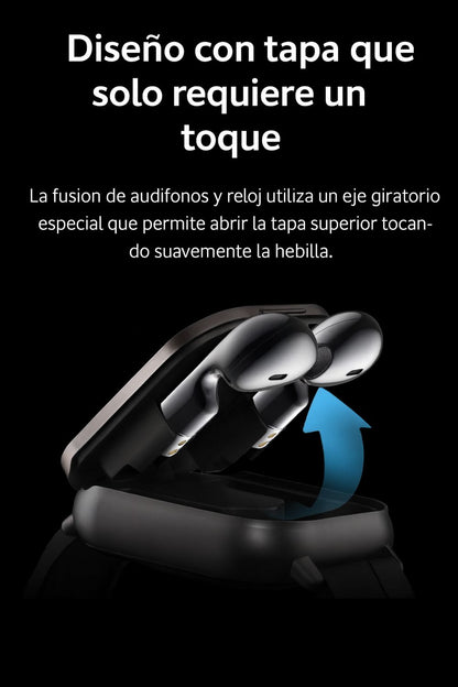 RELOJ SMART INTELIGENTE D8E 2-EN-1 CON AURICULARES BLUETOOTH – PANTALLA 2.01″ AMOLED, LLAMADAS BT 5.3, IP67 Y CONTROL FIT