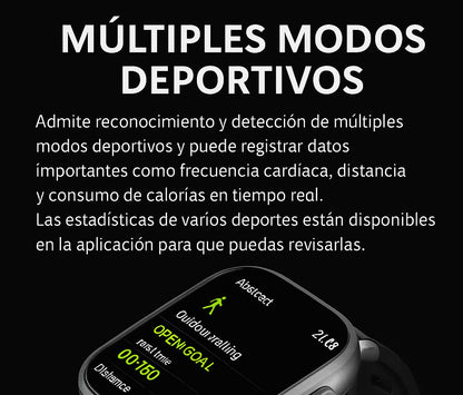 RELOJ SMART INTELIGENTE D8E 2-EN-1 CON AURICULARES BLUETOOTH – PANTALLA 2.01″ AMOLED, LLAMADAS BT 5.3, IP67 Y CONTROL FIT