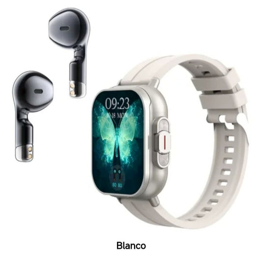 RELOJ SMART INTELIGENTE D8E 2-EN-1 CON AURICULARES BLUETOOTH – PANTALLA 2.01″ AMOLED, LLAMADAS BT 5.3, IP67 Y CONTROL FIT