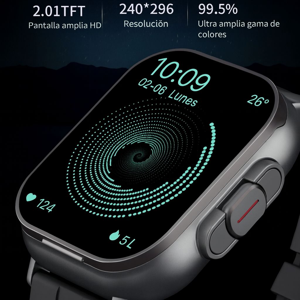 RELOJ SMART INTELIGENTE D8E 2-EN-1 CON AURICULARES BLUETOOTH – PANTALLA 2.01″ AMOLED, LLAMADAS BT 5.3, IP67 Y CONTROL FIT