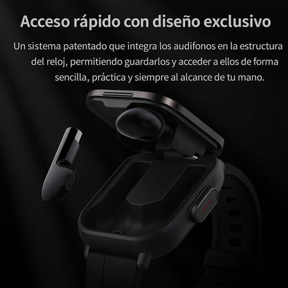 RELOJ SMART INTELIGENTE D8E 2-EN-1 CON AURICULARES BLUETOOTH – PANTALLA 2.01″ AMOLED, LLAMADAS BT 5.3, IP67 Y CONTROL FIT