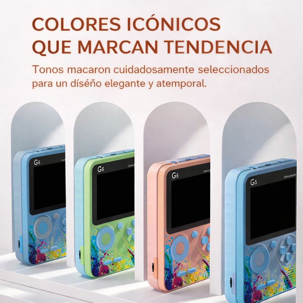 CONSOLA PORTÁTIL RETRO G5 CON MAS DE 500 JUEGOS – BATERÍA 1000MAH, AV Y DOBLE JUGADOR