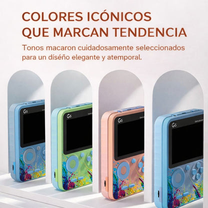 CONSOLA PORTÁTIL RETRO G5 CON MAS DE 500 JUEGOS – BATERÍA 1000MAH, AV Y DOBLE JUGADOR