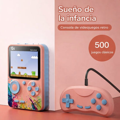 CONSOLA PORTÁTIL RETRO G5 CON MAS DE 500 JUEGOS – BATERÍA 1000MAH, AV Y DOBLE JUGADOR