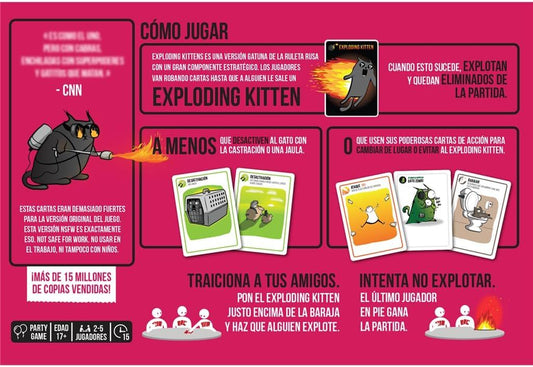 EXPLODING KITTENS NSFW – JUEGO DE CARTAS DIVERTIDO PARA ADULTOS (2–5 JUGADORES)