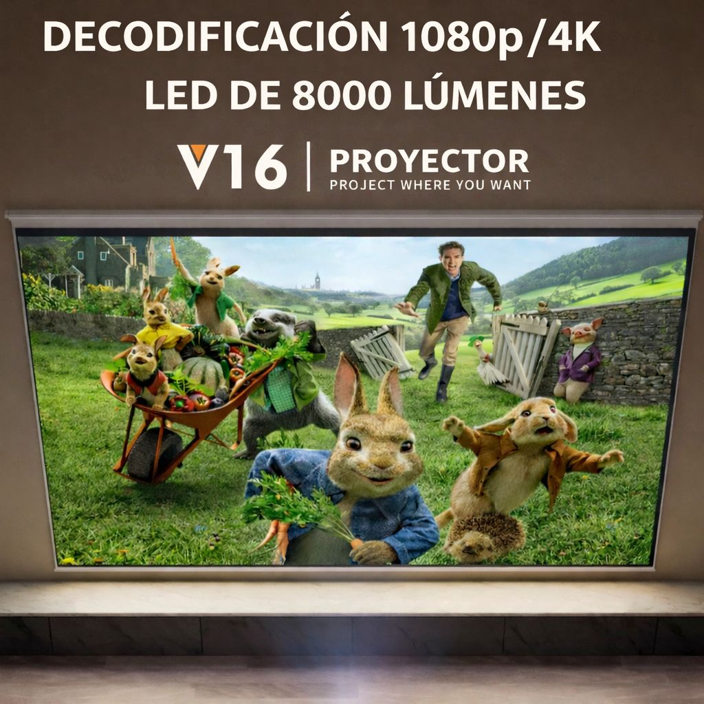 PROYECTOR V16 ANDROID 12 WIFI SMART HOME CINEMA 720P HD