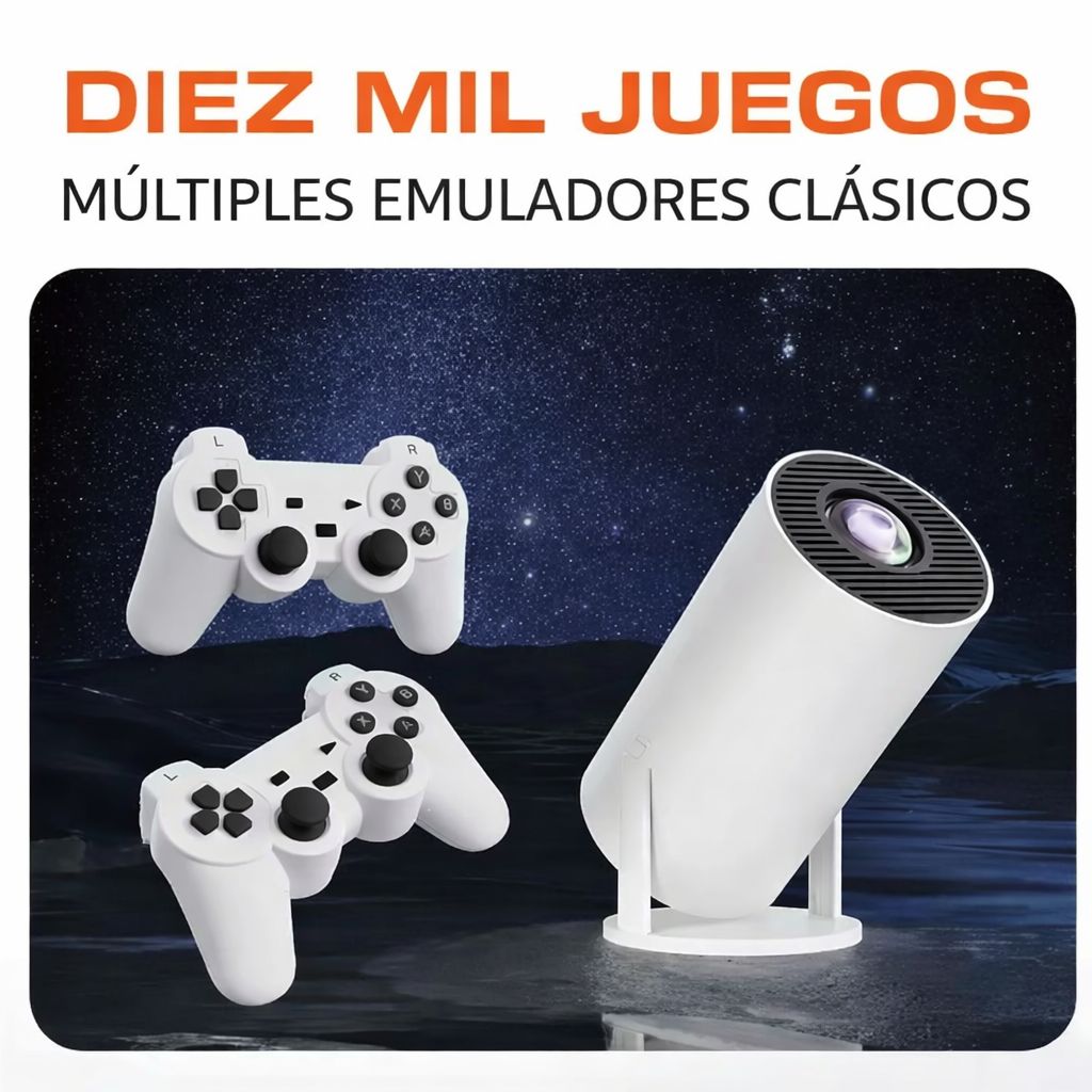 PROYECTOR F320 ANDROID 11 720P – 200 ANSI LÚMENES + JUEGOS Y 2 MANDOS