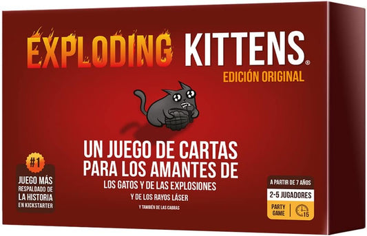 EXPLODING KITTENS JUEGO DE CARTAS ORIGINAL – PARTY GAME DIVERTIDO DE ESTRATEGIA CON GATOS EXPLOSIVOS PARA 2-5 JUGADORES