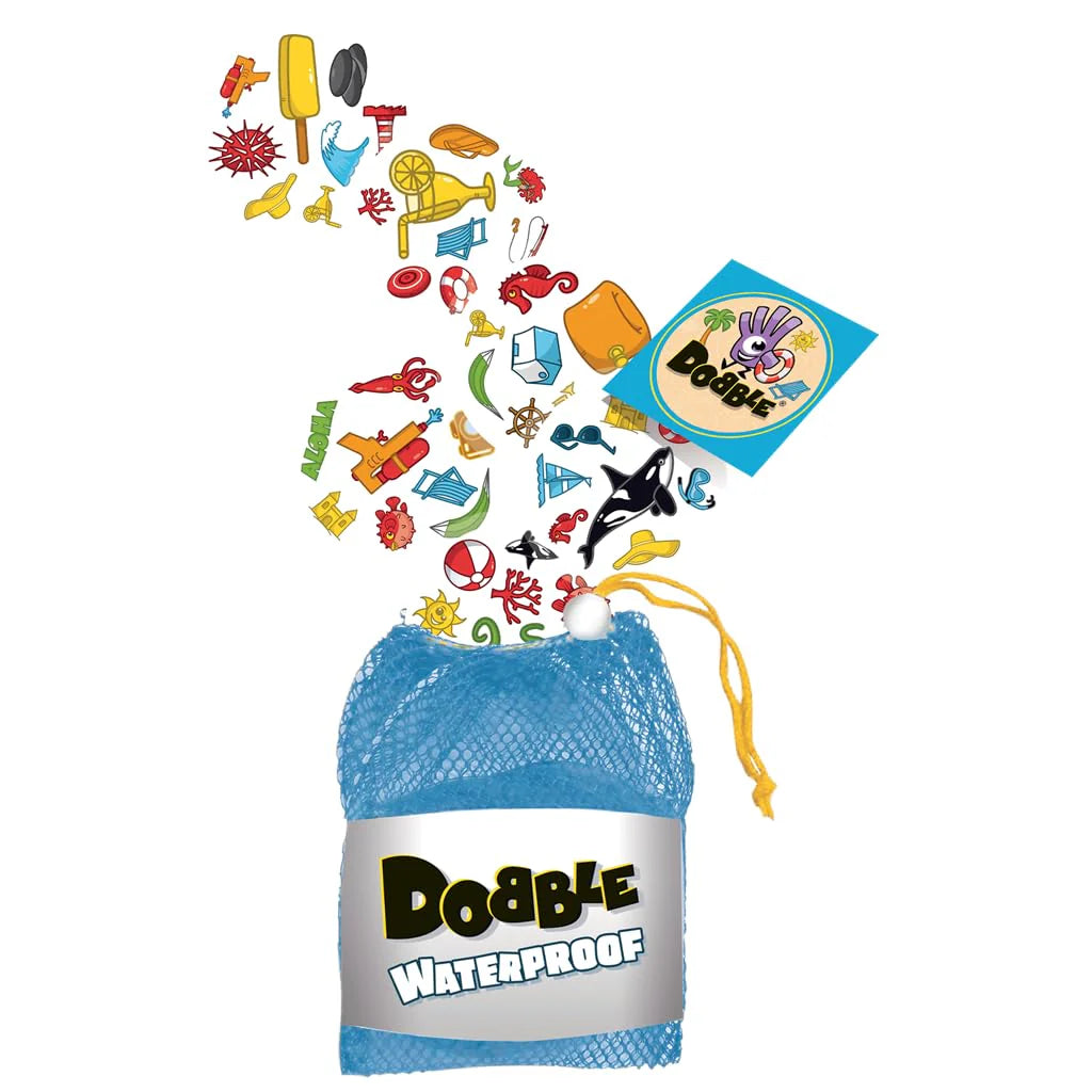DOBBLE WATERPROOF JUEGO DE CARTAS IMPERMEABLE RÁPIDO Y PORTÁTIL – JUEGO DE REFLEJOS PARA PLAYA Y PISCINA