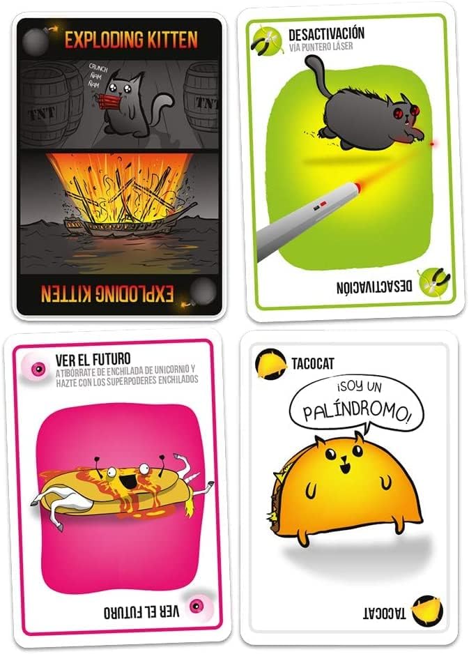 EXPLODING KITTENS JUEGO DE CARTAS ORIGINAL – PARTY GAME DIVERTIDO DE ESTRATEGIA CON GATOS EXPLOSIVOS PARA 2-5 JUGADORES