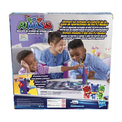HASBRO GAMING PJ MASKS RESCATE DE LA BASE DE OPERACIONES – JUEGO DE MESA INFANTIL CON TORRE 3D