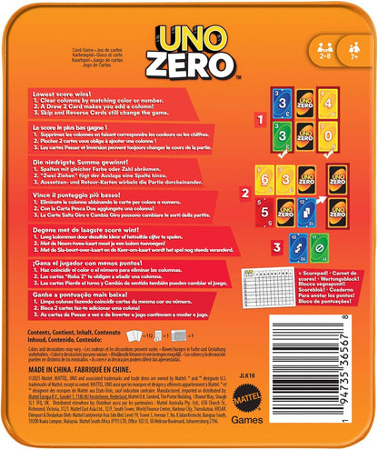 MATTEL GAMES UNO ZERO – JUEGO DE CARTAS DE ESTRATEGIA PARA 2 A 8 JUGADORES, A PARTIR DE 7 AÑOS