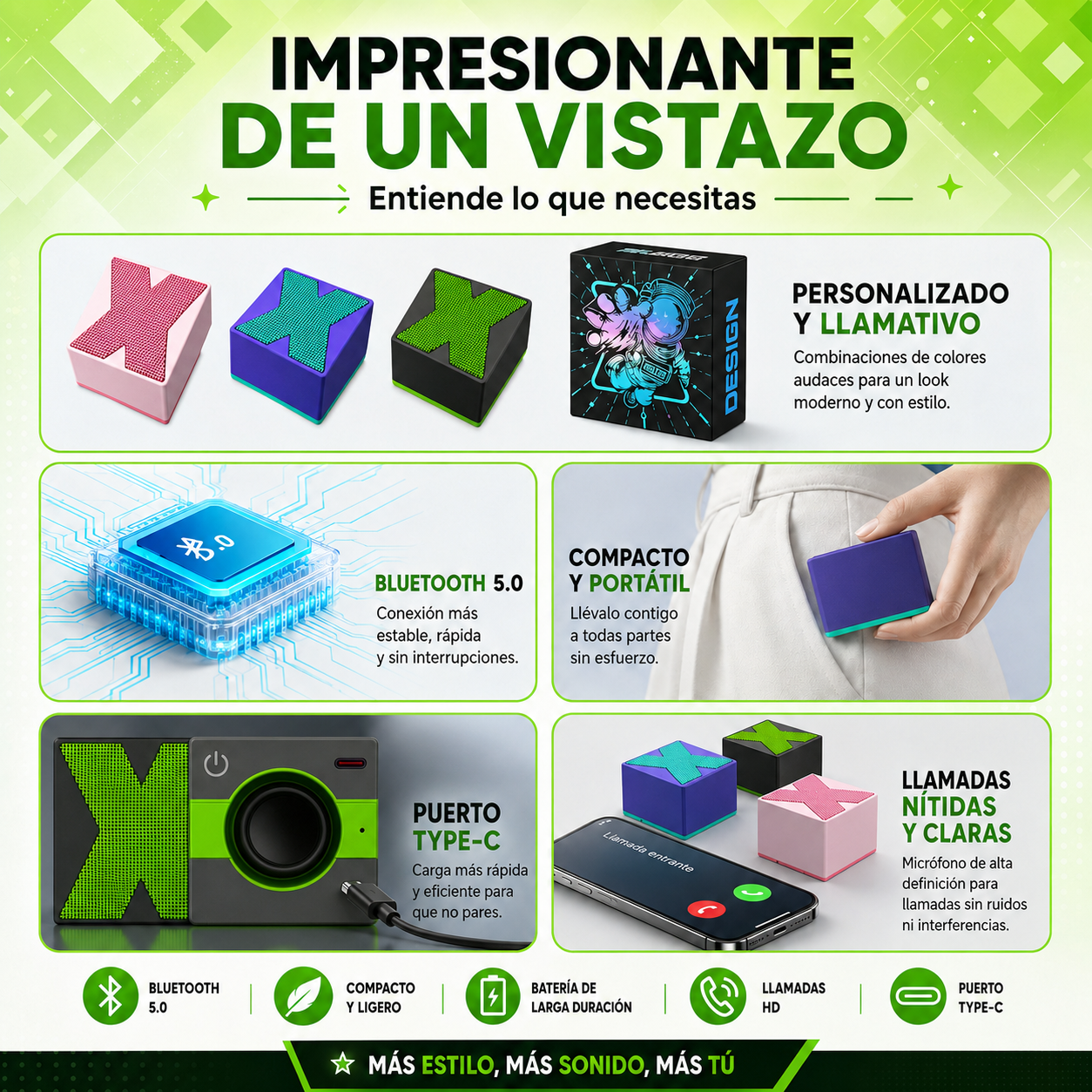 ALTAVOZ BLUETOOTH X1 MINI 3W CON SONIDO 360º, TWS Y DISEÑO COMPACTO