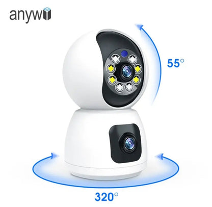 CÁMARA DE SEGURIDAD WIFI INTERIOR DOBLE LENTE 1080P CON VISIÓN NOCTURNA, DETECCIÓN DE MOVIMIENTO, AUDIO BIDIRECCIONAL Y GRABACIÓN EN NUBE O MICROSD