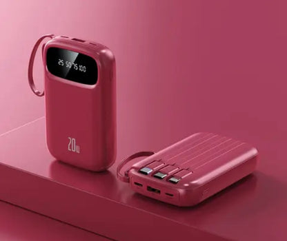 10000mAh 20W POWER BANK WITH 4 INTEGRATED CABLES AND LED DISPLAY – COMPACT PORTABLE EXTERNAL BATTERY WITH UNIVERSAL FAST CHARGING