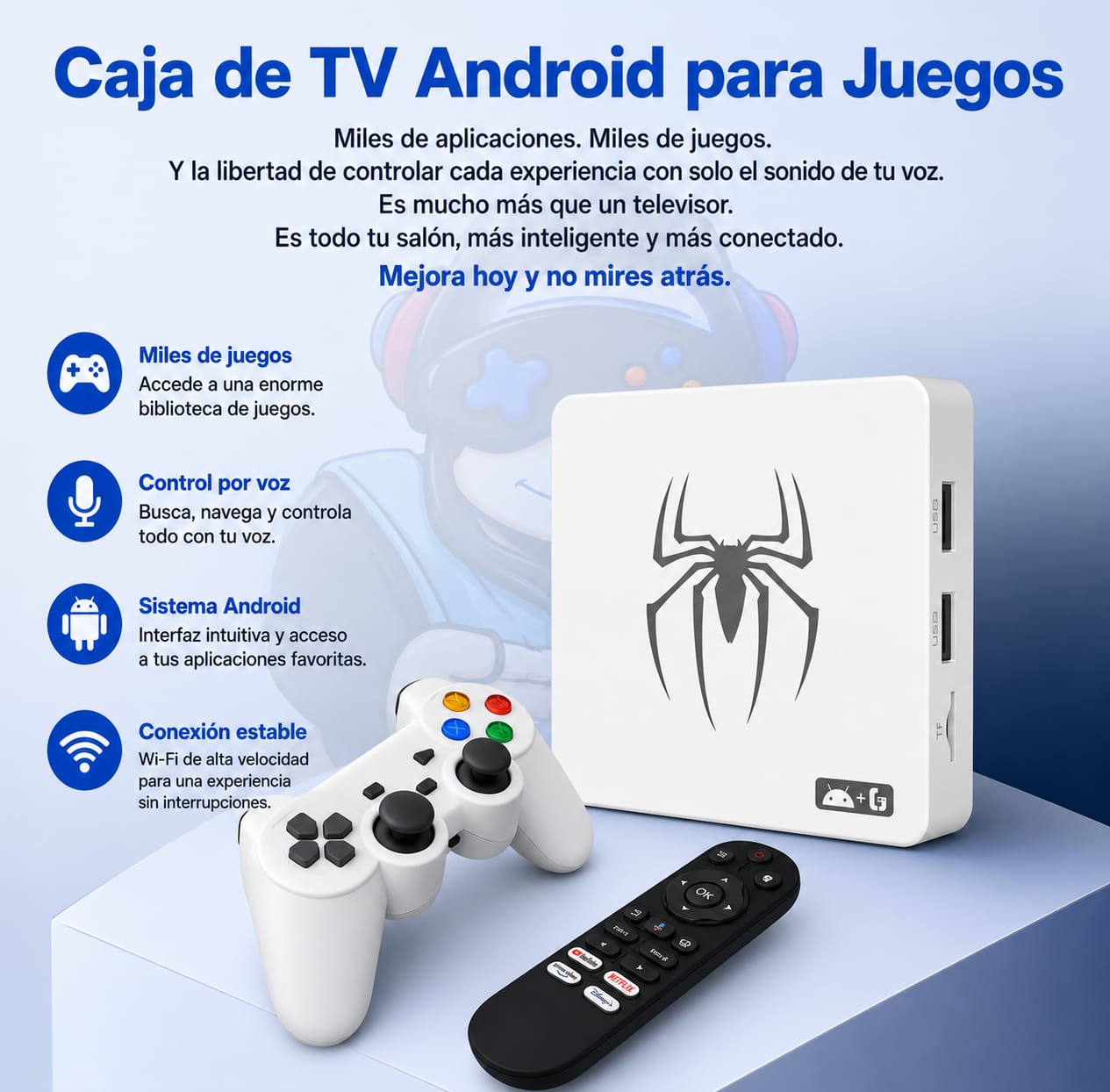🎮 CONSOLA RETRO G7 ANDROID TV BOX 4K WIFI 6 CON 2 MANDOS Y MÁS DE 15.000 JUEGOS