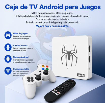 🎮 CONSOLA RETRO G7 ANDROID TV BOX 4K WIFI 6 CON 2 MANDOS Y MÁS DE 15.000 JUEGOS