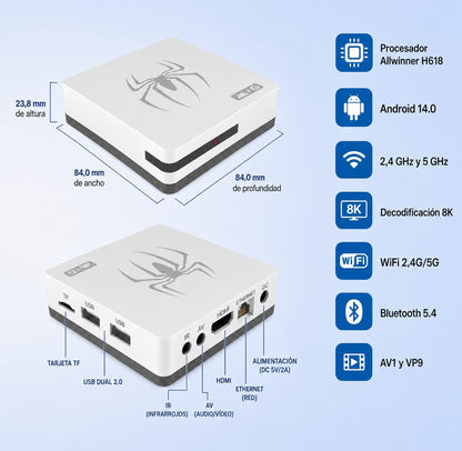 🎮 CONSOLA RETRO G7 ANDROID TV BOX 4K WIFI 6 CON 2 MANDOS Y MÁS DE 15.000 JUEGOS