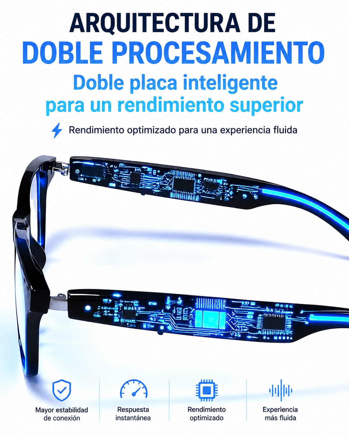 Smart Glasses F19 | Gafas IA con Traducción de +100 Idiomas, Música y Llamadas