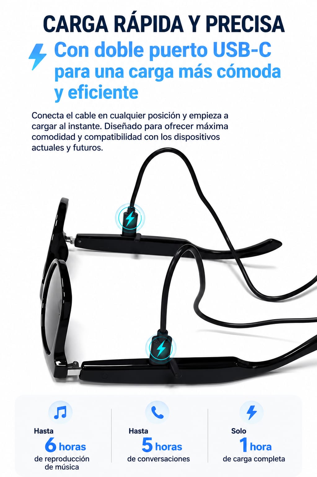 Smart Glasses F19 | Gafas IA con Traducción de +100 Idiomas, Música y Llamadas