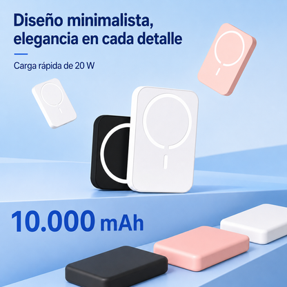 POWER BANK MAGNÉTICO 10000 MAH PD 20W CON CARGA INALÁMBRICA 15W | BATERÍA EXTERNA MAGNÉTICA USB-C