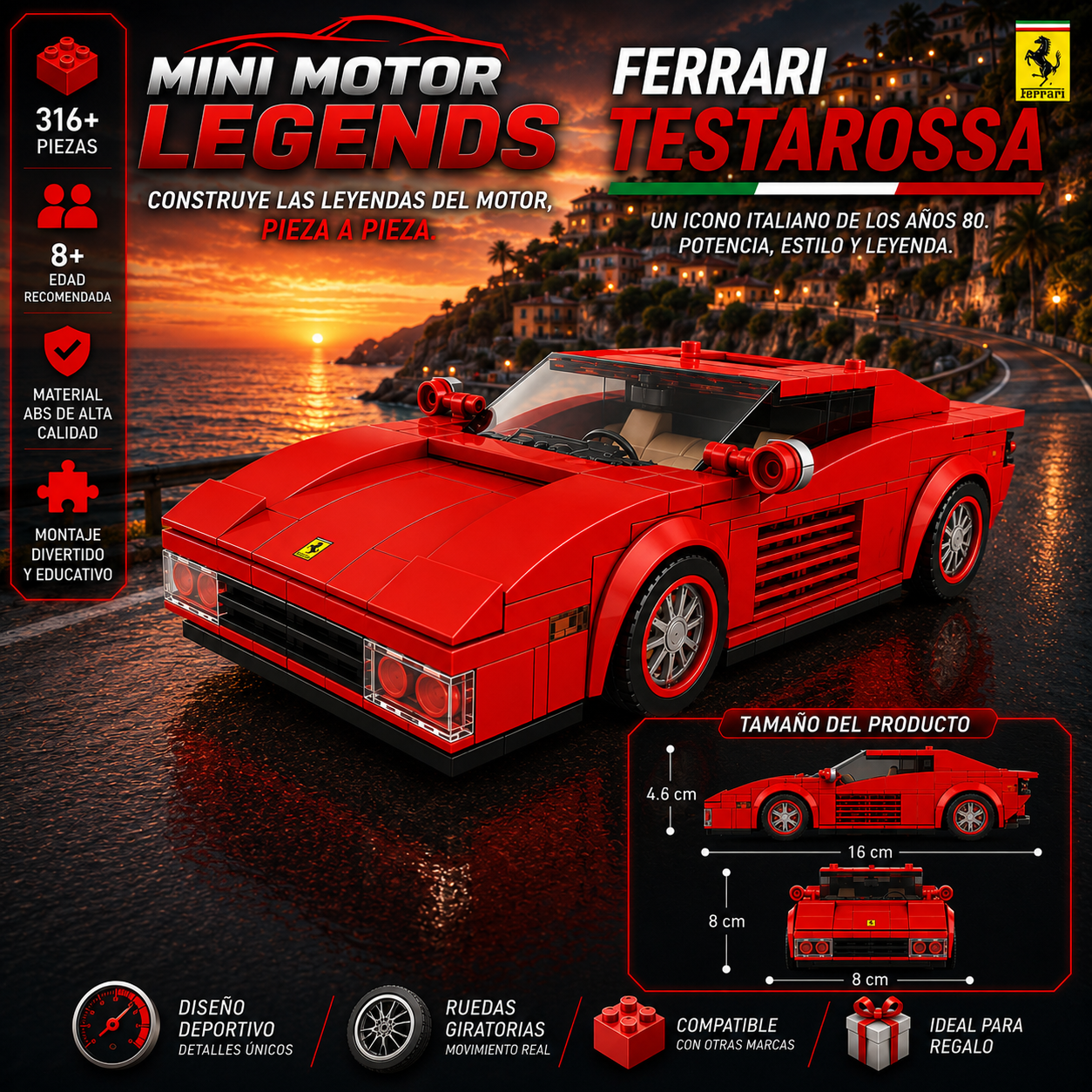 BLOQUES DE CONSTRUCCIÓN MINI MOTOR LEGEND | COLECCIÓN DE VEHÍCULOS DEPORTIVOS Y CLÁSICOS