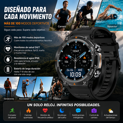 SMARTWATCH SENBONO MAX18 AMOLED 1,43" CON LLAMADAS BLUETOOTH, IP68 Y MÁS DE 100 MODOS DEPORTIVOS
