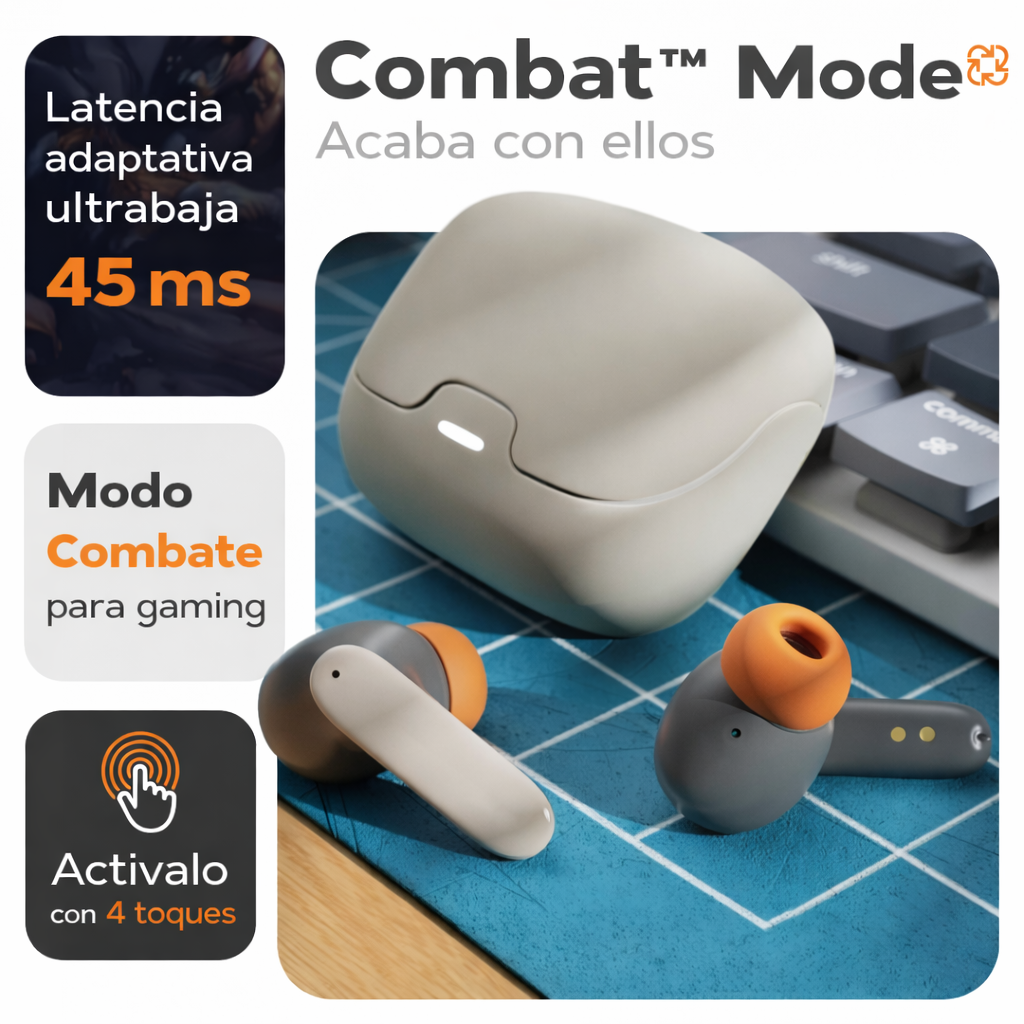 AURICULARES INALÁMBRICOS 36S BLUETOOTH 5.3 CON ENC, 100H AUTONOMÍA, BAJOS POTENTES Y MODO GAMING