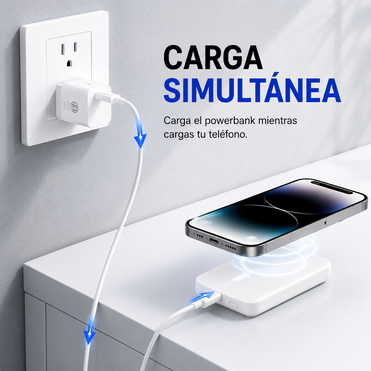POWER BANK MAGNÉTICO 10000 MAH PD 20W CON CARGA INALÁMBRICA 15W | BATERÍA EXTERNA MAGNÉTICA USB-C