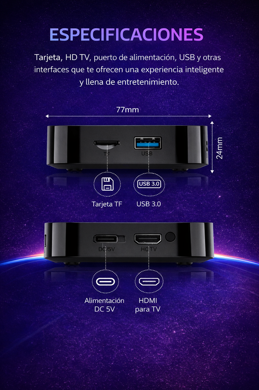 TV BOX MORTAL T1+ 8K ANDROID 16 WIFI DUAL 8GB RAM 128GB ROM PARA SMART TV Y STREAMING