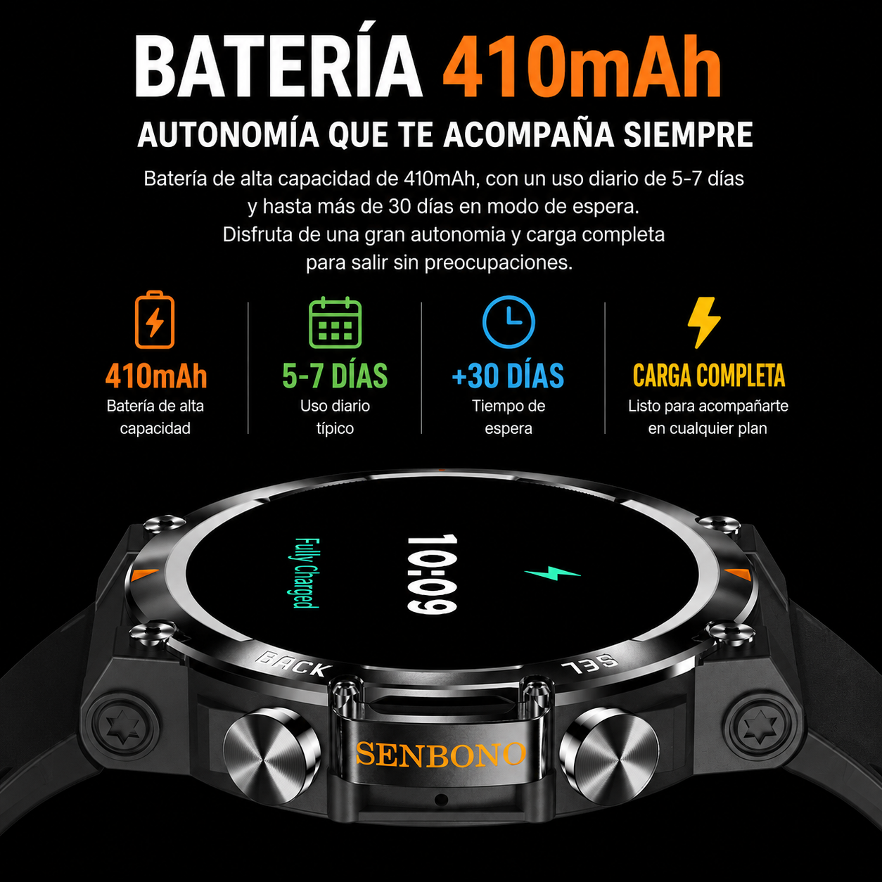 SMARTWATCH SENBONO MAX18 AMOLED 1,43" CON LLAMADAS BLUETOOTH, IP68 Y MÁS DE 100 MODOS DEPORTIVOS
