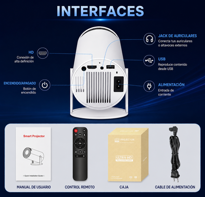 HY300 PRO PROYECTOR PORTÁTIL WIFI 6, BLUETOOTH 5.0 Y ANDROID 11 COMPATIBLE 4K