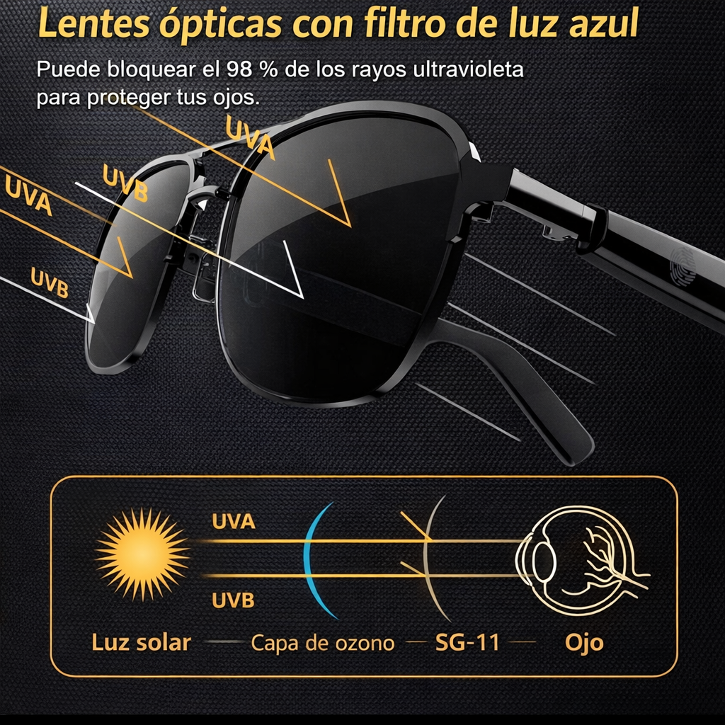 GAFAS INTELIGENTES CON TRADUCCIÓN IA SG-11 PRO BLUETOOTH – TRADUCTOR EN TIEMPO REAL Y AUDIO OPEN-EAR