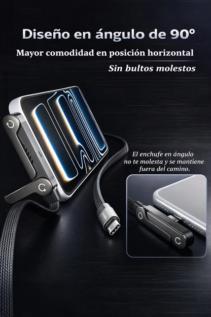 CABLE USB-C A USB-C 240W 1.5M CON SOPORTE 360º – CARGA ULTRARRÁPIDA Y DISEÑO GAMING