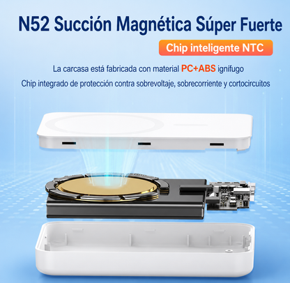 POWER BANK MAGNÉTICO 10000 MAH PD 20W CON CARGA INALÁMBRICA 15W | BATERÍA EXTERNA MAGNÉTICA USB-C