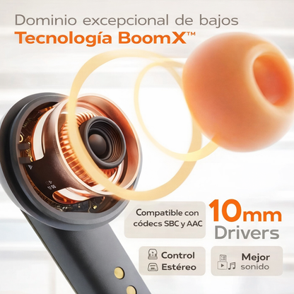 AURICULARES INALÁMBRICOS 36S BLUETOOTH 5.3 CON ENC, 100H AUTONOMÍA, BAJOS POTENTES Y MODO GAMING