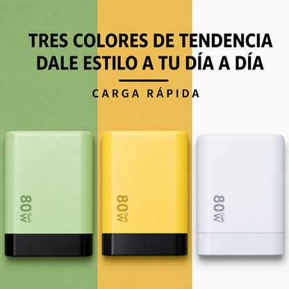 CARGADOR GAN 80W CON CABLE RETRÁCTIL INTEGRADO – CARGA RÁPIDA 3 EN 1 USB-C + USB PARA MÓVIL, TABLET Y PORTÁTIL