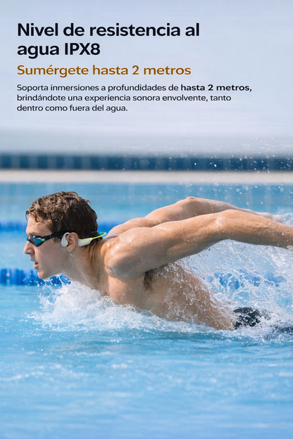 AURICULARES LANGSDON DE CONDUCCIÓN ÓSEA OPEN-EAR IPX8 CON MP3, 16GB Y BLUETOOTH 5.4 – AURICULARES DEPORTIVOS IMPERMEABLES